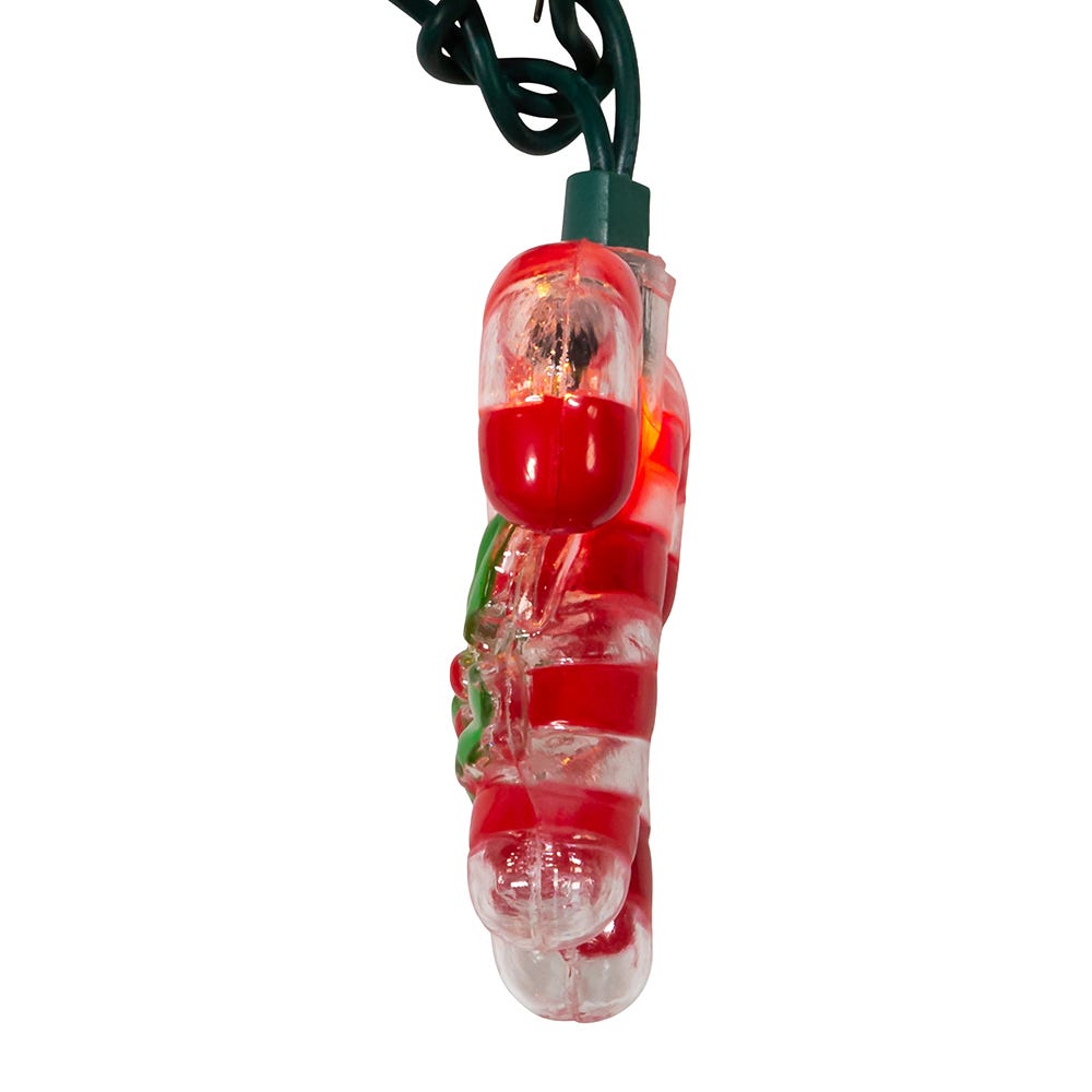 Kurt Adler 10-Light Candy Cane with Holly Leaves and Berries Light Set